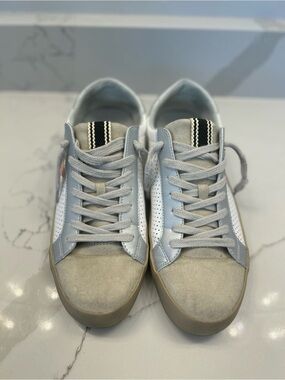 ShuShop White, Gray, and Tan Sneakers PINK STAR